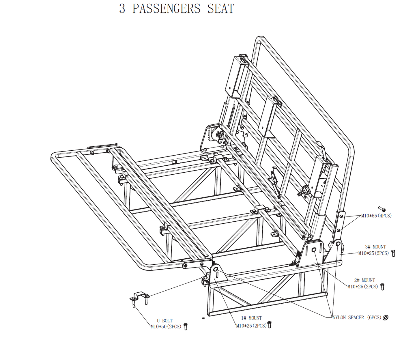 Universal Folding Seat Bed 2 Passenger 36 INCHESE WIDE
